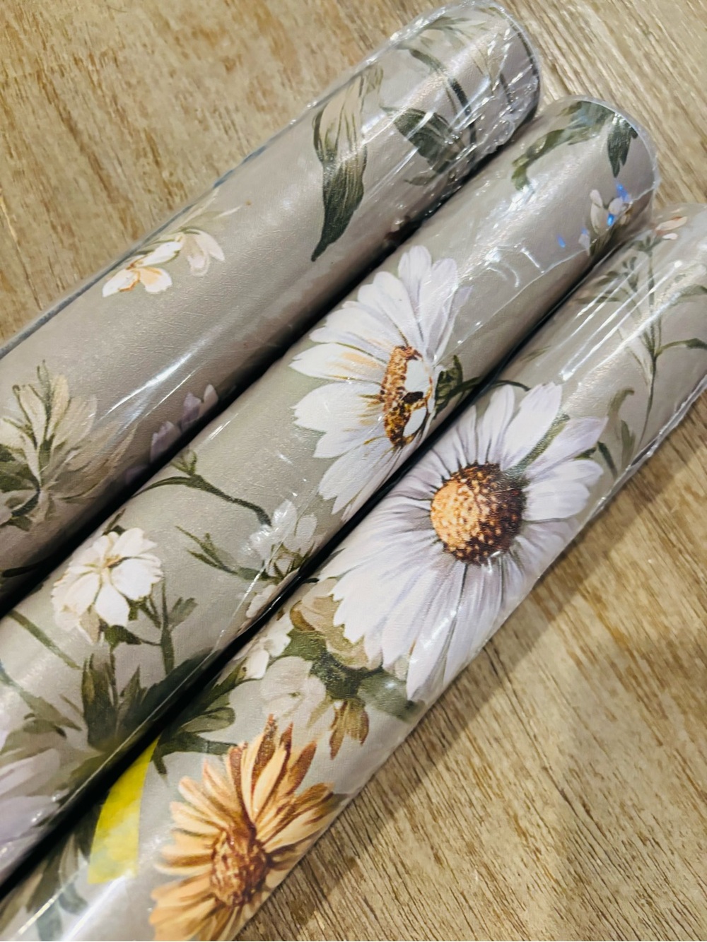 Three (3) Rolls Peel & Stick Wallpaper Green Floral 16.9in x118.1in EACH ROLL